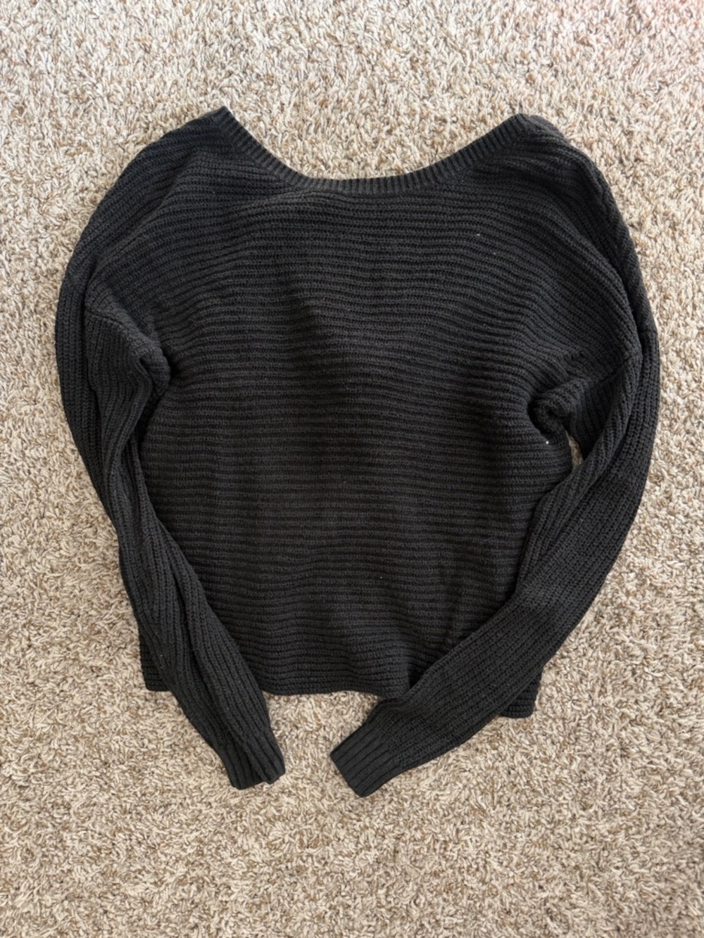 Hollister Black Off-the-Shoulder Ribbed Knit Sweater